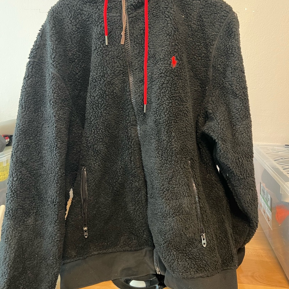 Polo by Ralph Lauren Black Hoodie with Red Zipper